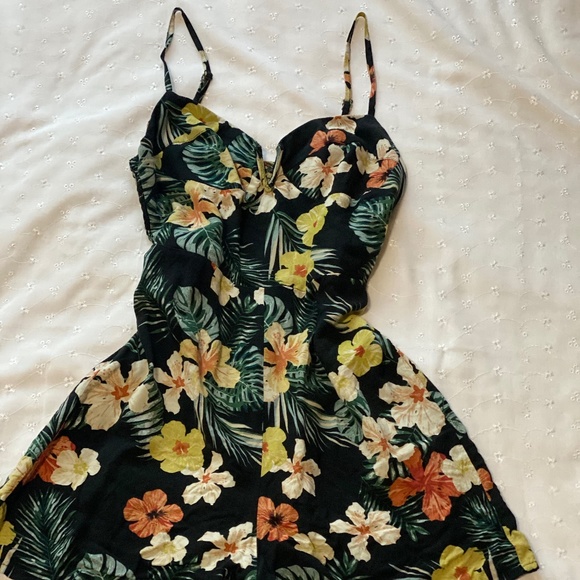 Navy Floral Spaghetti Strap Romper - Picture 1 of 4